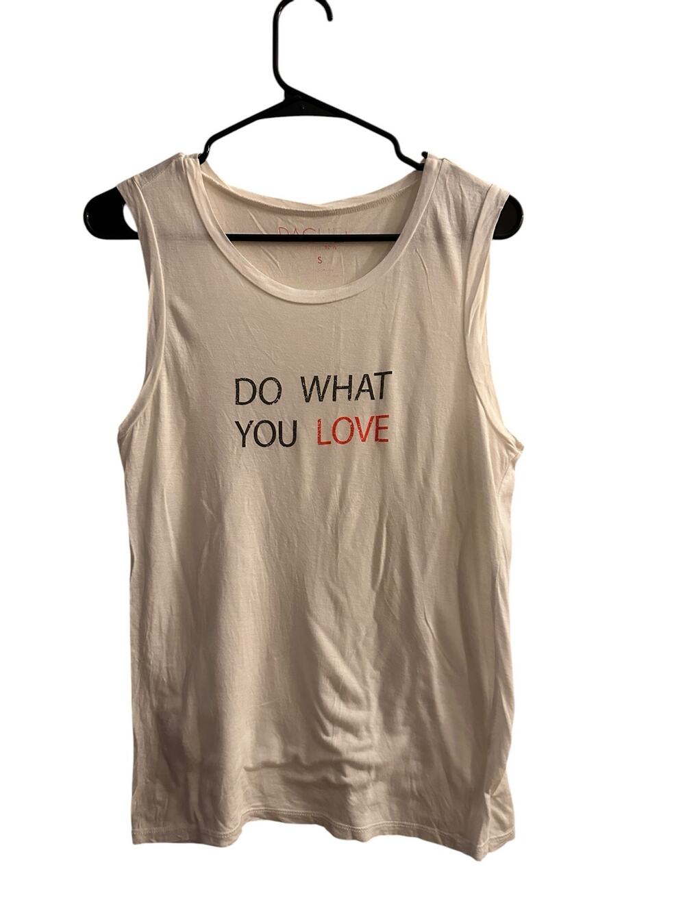Rachel Roy White "Do What You Love" Graphic Tank Top Women Sz S